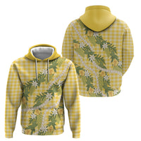 Aloha Puakenikeni Anthurium Pikake Lei Zip Hoodie Gold Hawaiian Palaka Pattern LT9 - Polynesian Pride