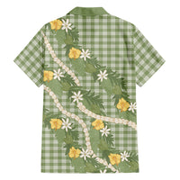 Aloha Puakenikeni Anthurium Pikake Lei Family Matching Long Sleeve Bodycon Dress and Hawaiian Shirt Green Hawaiian Palaka Pattern LT9 Dad's Shirt - Long Sleeve Green - Polynesian Pride