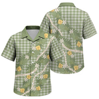 Aloha Puakenikeni Anthurium Pikake Lei Family Matching Mermaid Dress and Hawaiian Shirt Green Hawaiian Palaka Pattern LT9 Son's Shirt Green - Polynesian Pride