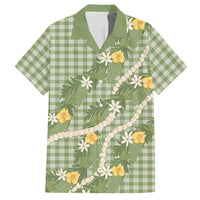 Aloha Puakenikeni Anthurium Pikake Lei Hawaiian Shirt Green Hawaiian Palaka Pattern LT9 Green - Polynesian Pride