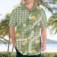 Aloha Puakenikeni Anthurium Pikake Lei Hawaiian Shirt Green Hawaiian Palaka Pattern LT9 - Polynesian Pride