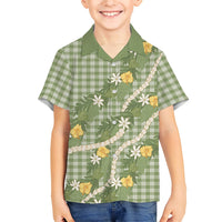 Aloha Puakenikeni Anthurium Pikake Lei Hawaiian Shirt Green Hawaiian Palaka Pattern LT9 - Polynesian Pride