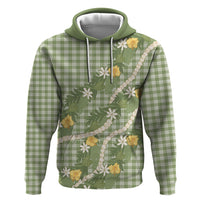 Aloha Puakenikeni Anthurium Pikake Lei Hoodie Green Hawaiian Palaka Pattern LT9 Pullover Hoodie Green - Polynesian Pride