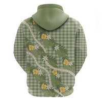 Aloha Puakenikeni Anthurium Pikake Lei Hoodie Green Hawaiian Palaka Pattern LT9 - Polynesian Pride