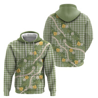 Aloha Puakenikeni Anthurium Pikake Lei Hoodie Green Hawaiian Palaka Pattern LT9 - Polynesian Pride