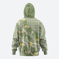 Aloha Puakenikeni Anthurium Pikake Lei Hoodie Green Hawaiian Palaka Pattern LT9 - Polynesian Pride