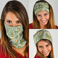 Aloha Puakenikeni Anthurium Pikake Lei Neck Gaiter Green Hawaiian Palaka Pattern