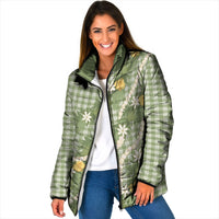 Aloha Puakenikeni Anthurium Pikake Lei Padded Jacket Green Hawaiian Palaka Pattern
