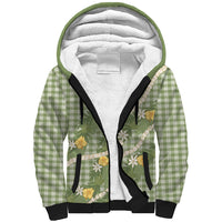 Aloha Puakenikeni Anthurium Pikake Lei Sherpa Hoodie Green Hawaiian Palaka Pattern LT9 Unisex Green - Polynesian Pride