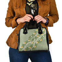 Aloha Puakenikeni Anthurium Pikake Lei Shoulder Handbag Green Hawaiian Palaka Pattern LT9 - Polynesian Pride