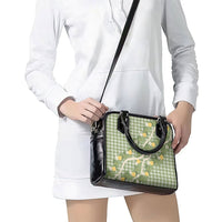 Aloha Puakenikeni Anthurium Pikake Lei Shoulder Handbag Green Hawaiian Palaka Pattern LT9 - Polynesian Pride