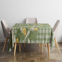 Aloha Puakenikeni Anthurium Pikake Lei Tablecloth Green Hawaiian Palaka Pattern