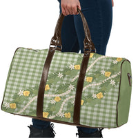 Aloha Puakenikeni Anthurium Pikake Lei Travel Bag Green Hawaiian Palaka Pattern