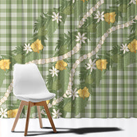Aloha Puakenikeni Anthurium Pikake Lei Window Curtain Green Hawaiian Palaka Pattern