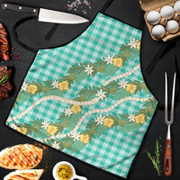 Aloha Puakenikeni Anthurium Pikake Lei Apron Marine Hawaiian Palaka Pattern LT9 Marine - Polynesian Pride