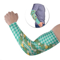 Aloha Puakenikeni Anthurium Pikake Lei Arm Sleeves Marine Hawaiian Palaka Pattern