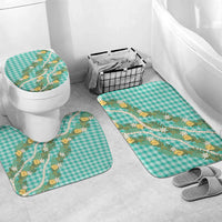 Aloha Puakenikeni Anthurium Pikake Lei Bathroom Set Marine Hawaiian Palaka Pattern LT9 Mat Set Only (3 pcs) One Size Marine - Polynesian Pride