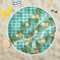 Aloha Puakenikeni Anthurium Pikake Lei Beach Blanket Marine Hawaiian Palaka Pattern LT9 One Size 150cm Marine - Polynesian Pride