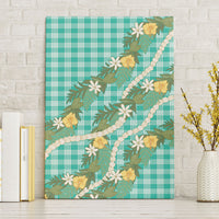 Aloha Puakenikeni Anthurium Pikake Lei Canvas Wall Art Marine Hawaiian Palaka Pattern LT9 Without Frame Marine - Polynesian Pride