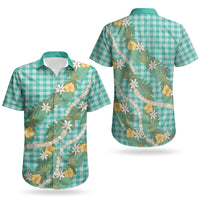 Aloha Puakenikeni Anthurium Pikake Lei Couples Matching Puletasi and Hawaiian Shirt Marine Hawaiian Palaka Pattern LT9 - Polynesian Pride