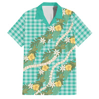 Aloha Puakenikeni Anthurium Pikake Lei Family Matching Off Shoulder Short Dress and Hawaiian Shirt Marine Hawaiian Palaka Pattern LT9 Dad's Shirt - Short Sleeve Marine - Polynesian Pride