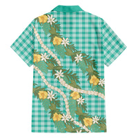 Aloha Puakenikeni Anthurium Pikake Lei Family Matching Short Sleeve Bodycon Dress and Hawaiian Shirt Marine Hawaiian Palaka Pattern LT9 Dad's Shirt - Long Sleeve Marine - Polynesian Pride