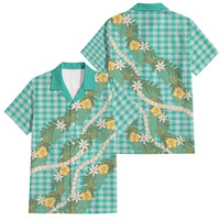 Aloha Puakenikeni Anthurium Pikake Lei Family Matching Summer Maxi Dress and Hawaiian Shirt Marine Hawaiian Palaka Pattern LT9 Dad's Shirt - Short Sleeve Marine - Polynesian Pride