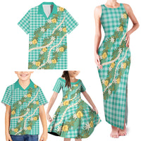 Aloha Puakenikeni Anthurium Pikake Lei Family Matching Tank Maxi Dress and Hawaiian Shirt Marine Hawaiian Palaka Pattern LT9 - Polynesian Pride