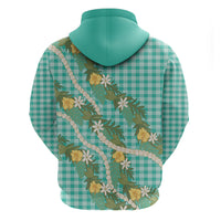 Aloha Puakenikeni Anthurium Pikake Lei Hoodie Marine Hawaiian Palaka Pattern LT9 - Polynesian Pride