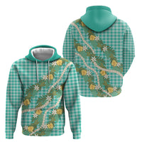 Aloha Puakenikeni Anthurium Pikake Lei Hoodie Marine Hawaiian Palaka Pattern LT9 - Polynesian Pride