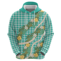 Aloha Puakenikeni Anthurium Pikake Lei Hoodie Marine Hawaiian Palaka Pattern LT9 - Polynesian Pride