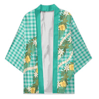Aloha Puakenikeni Anthurium Pikake Lei Kimono Marine Hawaiian Palaka Pattern LT9 Unisex Marine - Polynesian Pride