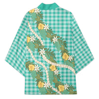 Aloha Puakenikeni Anthurium Pikake Lei Kimono Marine Hawaiian Palaka Pattern LT9 - Polynesian Pride