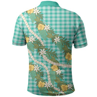 Aloha Puakenikeni Anthurium Pikake Lei Polo Shirt Marine Hawaiian Palaka Pattern LT9 - Polynesian Pride
