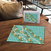 Aloha Puakenikeni Anthurium Pikake Lei Puzzle Marine Hawaiian Palaka Pattern