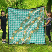 Aloha Puakenikeni Anthurium Pikake Lei Quilt Marine Hawaiian Palaka Pattern LT9 - Polynesian Pride