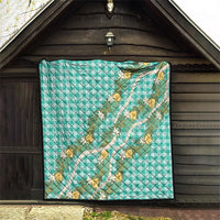 Aloha Puakenikeni Anthurium Pikake Lei Quilt Marine Hawaiian Palaka Pattern LT9 - Polynesian Pride