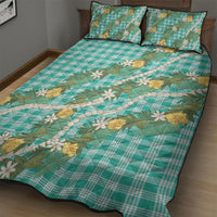 Aloha Puakenikeni Anthurium Pikake Lei Quilt Bed Set Marine Hawaiian Palaka Pattern LT9 - Polynesian Pride
