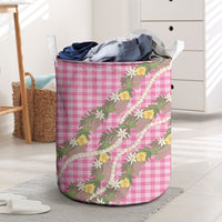 Aloha Puakenikeni Anthurium Pikake Lei Laundry Basket Tropical Pink Hawaiian Palaka Pattern LT9 Pink - Polynesian Pride