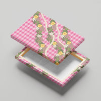 Aloha Puakenikeni Anthurium Pikake Lei Canvas Wall Art Tropical Pink Hawaiian Palaka Pattern