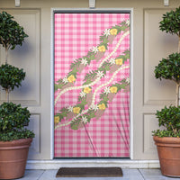 Aloha Puakenikeni Anthurium Pikake Lei Door Cover Tropical Pink Hawaiian Palaka Pattern LT9 Pink - Polynesian Pride