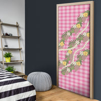 Aloha Puakenikeni Anthurium Pikake Lei Door Cover Tropical Pink Hawaiian Palaka Pattern LT9 - Polynesian Pride