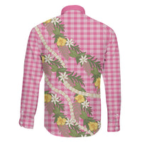 Aloha Puakenikeni Anthurium Pikake Lei Family Matching Summer Maxi Dress and Hawaiian Shirt Tropical Pink Hawaiian Palaka Pattern LT9 Son's Shirt Pink - Polynesian Pride
