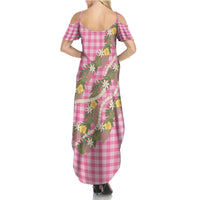 Aloha Puakenikeni Anthurium Pikake Lei Family Matching Summer Maxi Dress and Hawaiian Shirt Tropical Pink Hawaiian Palaka Pattern