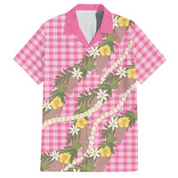 Aloha Puakenikeni Anthurium Pikake Lei Hawaiian Shirt Tropical Pink Hawaiian Palaka Pattern LT9 Pink - Polynesian Pride