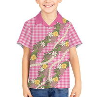 Aloha Puakenikeni Anthurium Pikake Lei Hawaiian Shirt Tropical Pink Hawaiian Palaka Pattern LT9 - Polynesian Pride