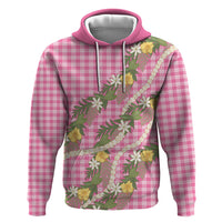 Aloha Puakenikeni Anthurium Pikake Lei Hoodie Tropical Pink Hawaiian Palaka Pattern LT9 Pullover Hoodie Pink - Polynesian Pride