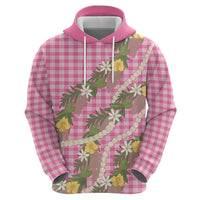 Aloha Puakenikeni Anthurium Pikake Lei Hoodie Tropical Pink Hawaiian Palaka Pattern LT9 - Polynesian Pride