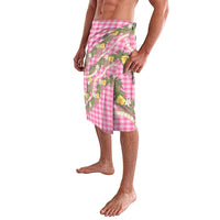 Aloha Puakenikeni Anthurium Pikake Lei Lavalava Tropical Pink Hawaiian Palaka Pattern