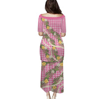 Aloha Puakenikeni Anthurium Pikake Lei Puletasi Tropical Pink Hawaiian Palaka Pattern LT9 - Polynesian Pride